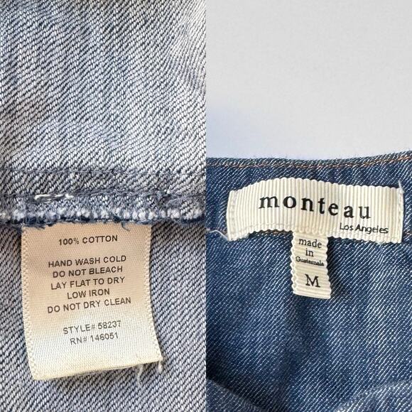 Monteau 100% Cotton Light Denim Sleeveless Mini Shift Dress Women's Medium - Picture 9 of 9